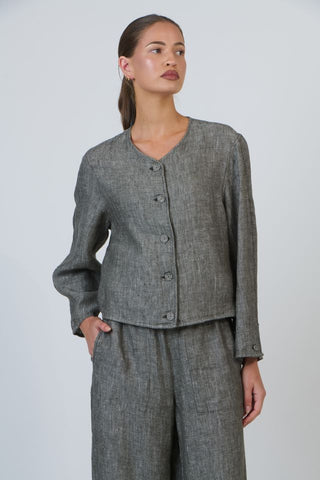 Naturals by O&J - Linen Box Jacket-Tarragon