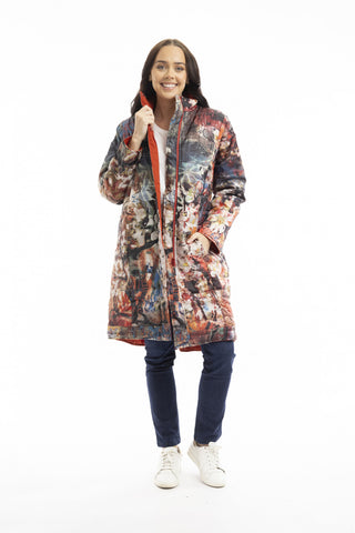 Orientique - Reversible Puffer Coat-Japanese Garden