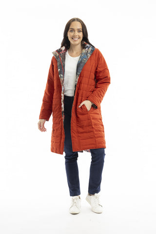 Orientique - Reversible Puffer Coat-Japanese Garden