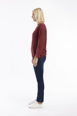 Orientique - Knit Top Boat Neck - Rust