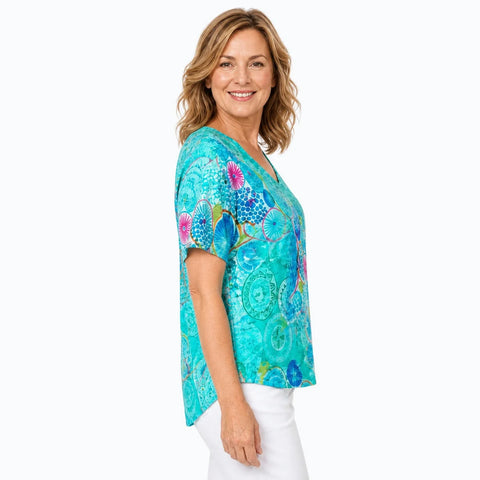 Claire Powell - Modal V Neck Top-Kaleido
