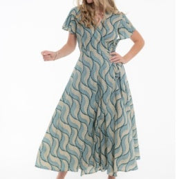 Cienna - Kennedy Flutter Sleeve Wrap Dress - Teal