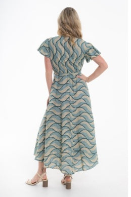 Cienna - Kennedy Flutter Sleeve Wrap Dress - Teal