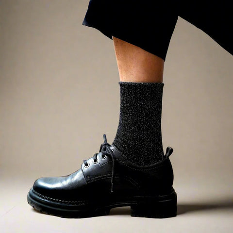 Klue - Glitter Lurex Lyocell Socks-Black