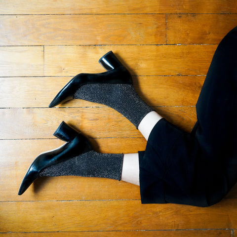 Klue - Glitter Lurex Lyocell Socks-Black