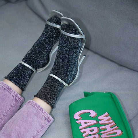 Klue - Glitter Lurex Lyocell Socks-Black