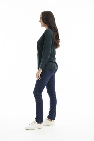 Orientique - Knit Top Boat Neck - Pine