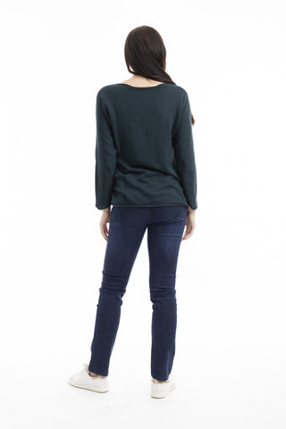 Orientique - Knit Top Boat Neck - Pine