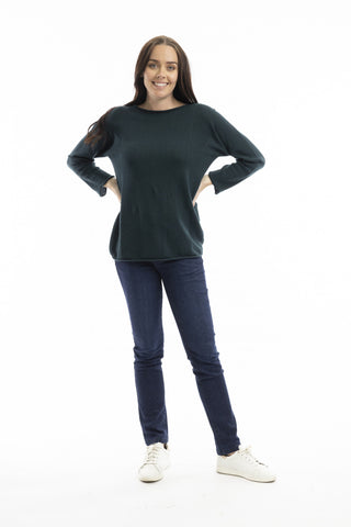 Orientique - Knit Top Boat Neck - Pine