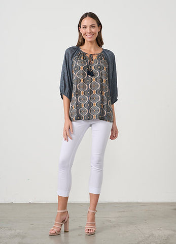 Caju - Kosmos Blouse with Raglan Sleeve-Teal