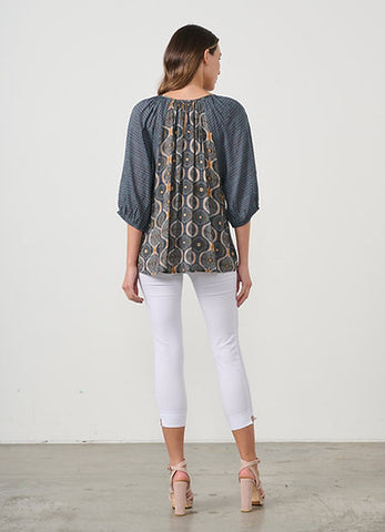 Caju - Kosmos Blouse with Raglan Sleeve-Teal