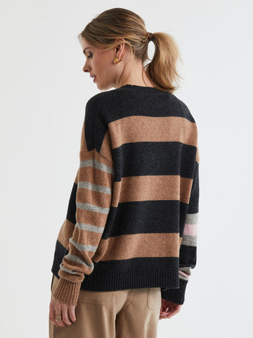 LD+Co - Lambswool Stripe Crew - Midnight