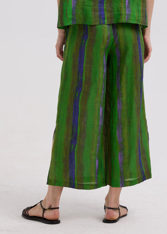LD+Co - Painted Linen Wide Leg Pant-Chartreuse