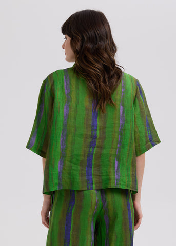 LD+Co - Painted Linen Boxy Shirt-Chartreuse