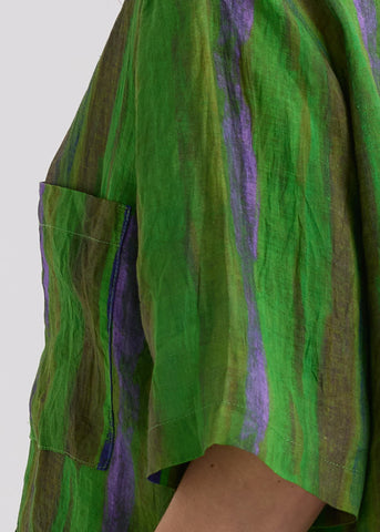 LD+Co - Painted Linen Boxy Shirt-Chartreuse