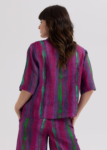 LD+Co - Painted Linen Boxy Shirt-Magenta