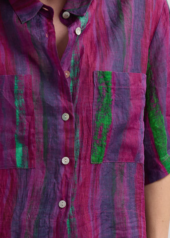 LD+Co - Painted Linen Boxy Shirt-Magenta