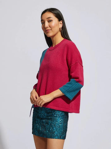 LD+Co - LC6187 Lace Up Fleck Jumper Fuchsia