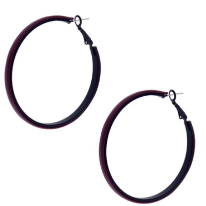 Sun Accessories - Leather Look Hoop Earrings-Magenta