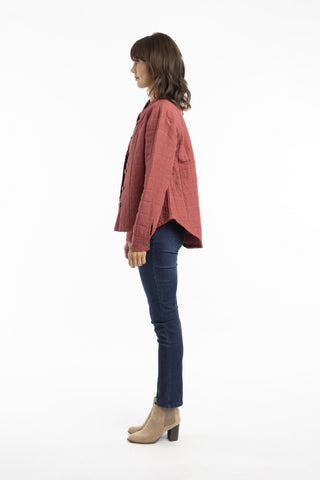 Escape by OQ - Linen Padded Coat-Mineral Red
