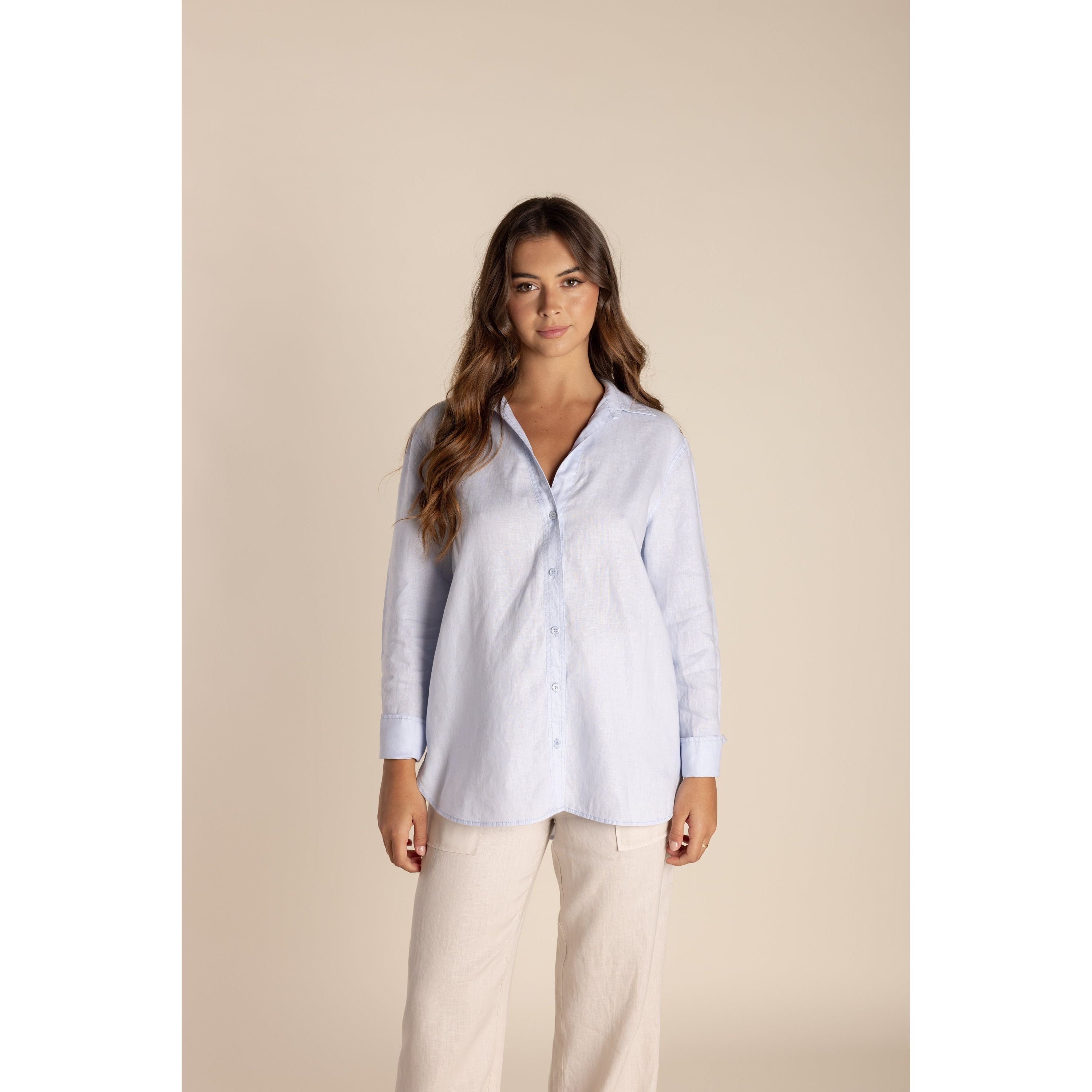 Two T's - Linen Soft Shirt Ice Blue