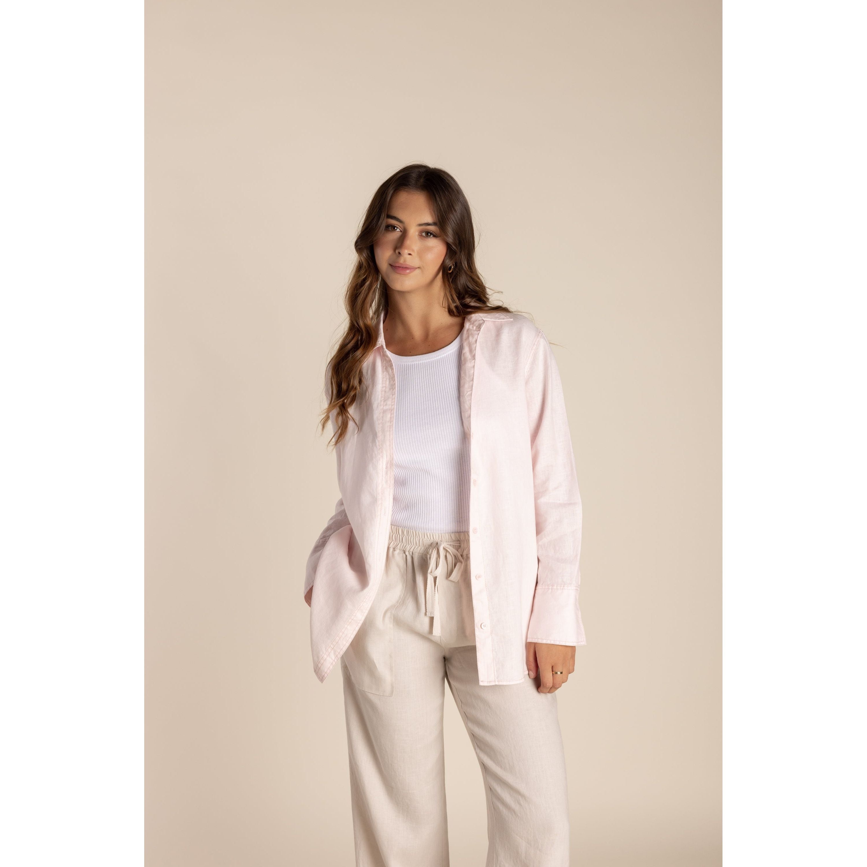 Two T's - Linen Soft Shirt Pale Pink