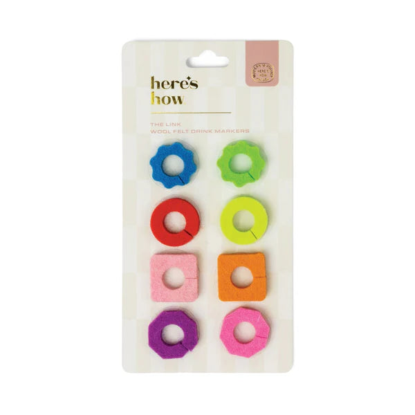 Here's How - The Link Wool Felt Drink Markers-Set of 8