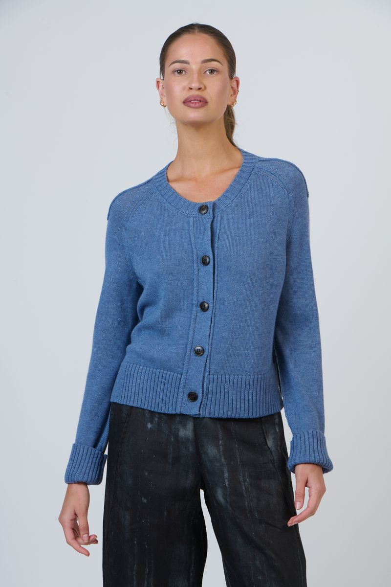 O&J - Wool Blend Button Front Knit-Loch