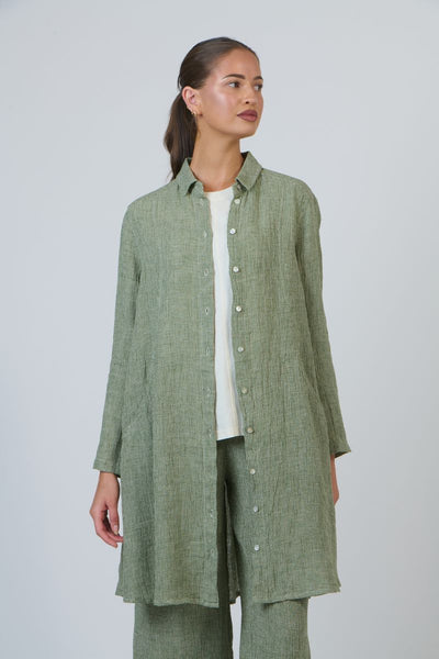 Naturals by O&J - Winter Linen Long Jacket-Oregano