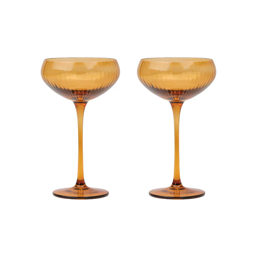 Here's How - The Lou Coupe Glass - Set of 2 Amber