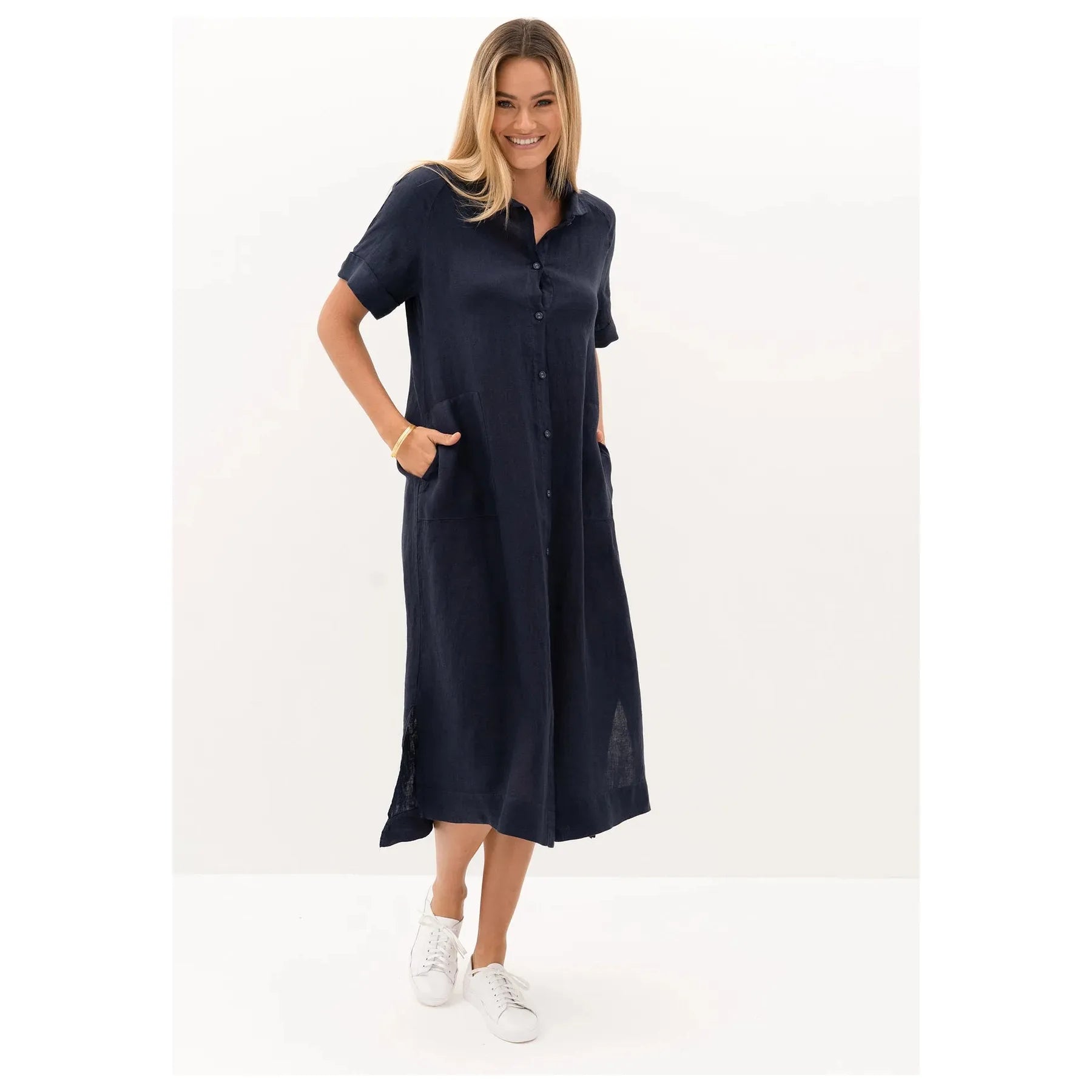 Humidity - Lucia French Linen Shirt Dress Midnight