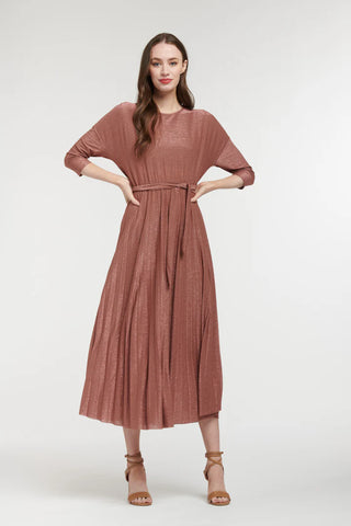 Urban Luxury - Lurex Elbow Sleeve Dress-Copper