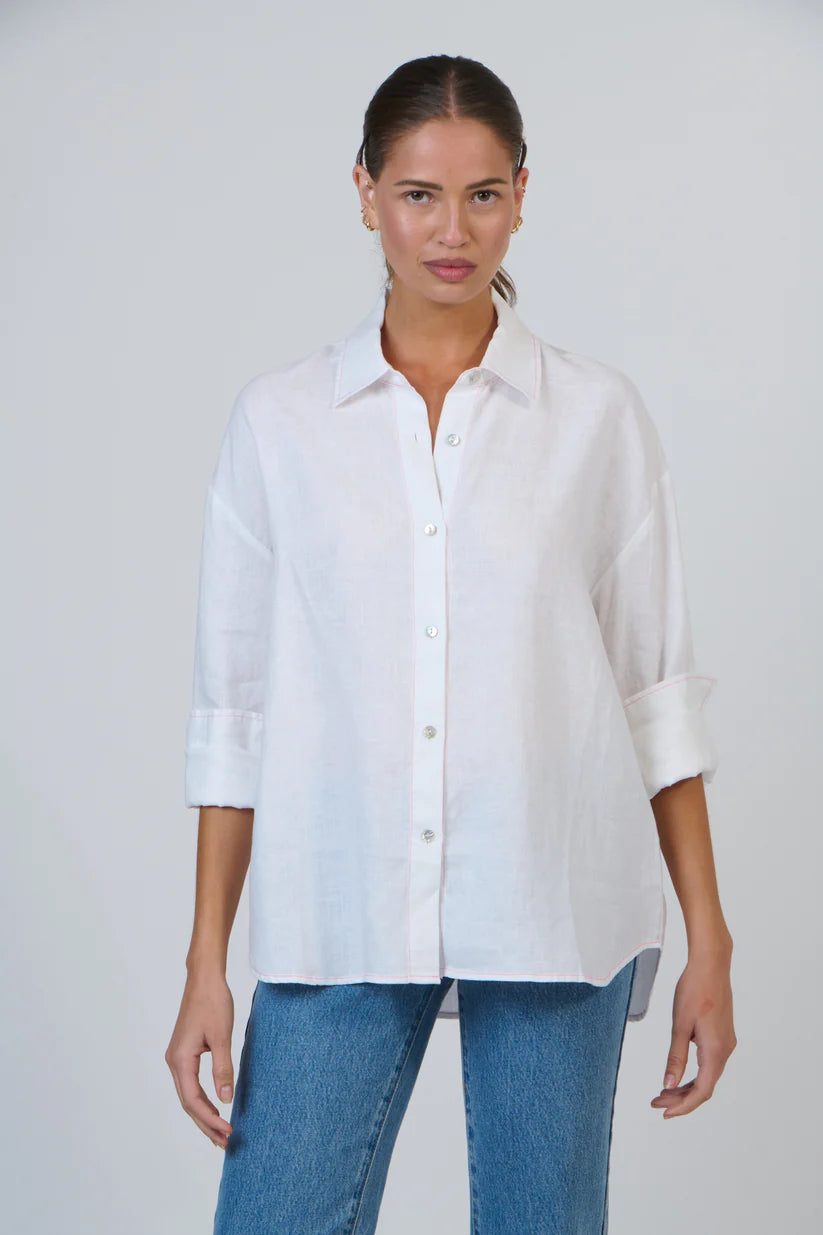 enveloppe - Linen Boyfriend Shirt-Lys
