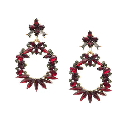 Chrysalini - Statement Crystal Earring Red