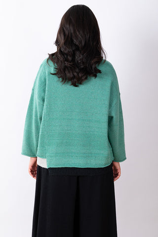 JJSisters - Wool Blend Contrast Hem Jumper- Green