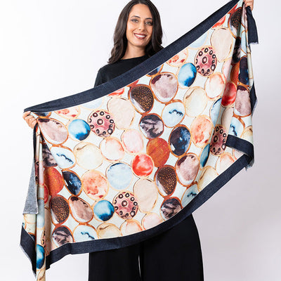 JJSisters - Wool/ Cotton Blend Thick Scarf-Bubbles
