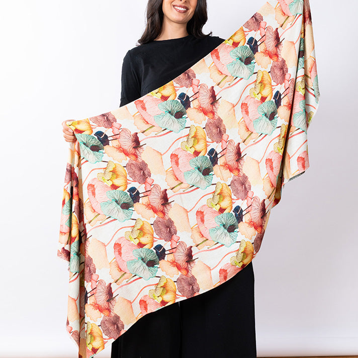 JJSisters - Wool/ Cotton Blend Thick Scarf-Nasturtium