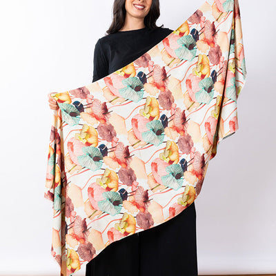 JJSisters - Wool/ Cotton Blend Thick Scarf-Nasturtium