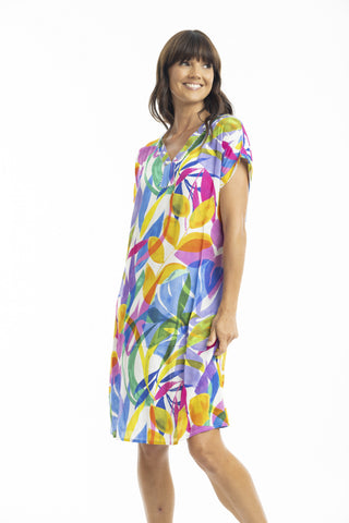 Orientique - Melinda White Short Sleeve Shift Dress