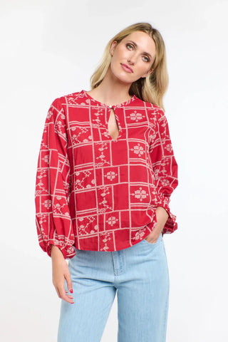365 Days - Meredith X-Stitch Top-Red
