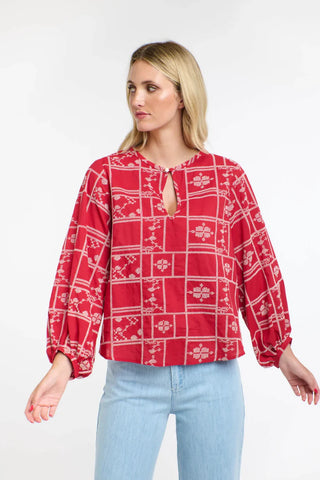 365 Days - Meredith X-Stitch Top-Red
