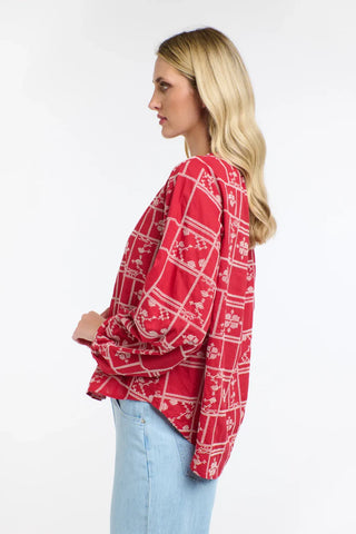 365 Days - Meredith X-Stitch Top-Red