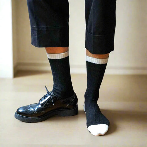 Klue - Merino Wool Socks with Bands-Black/ White