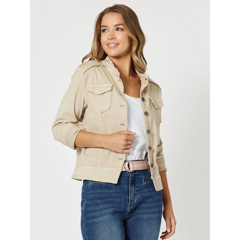 Threadz - Military Style Denim Jacket Natural