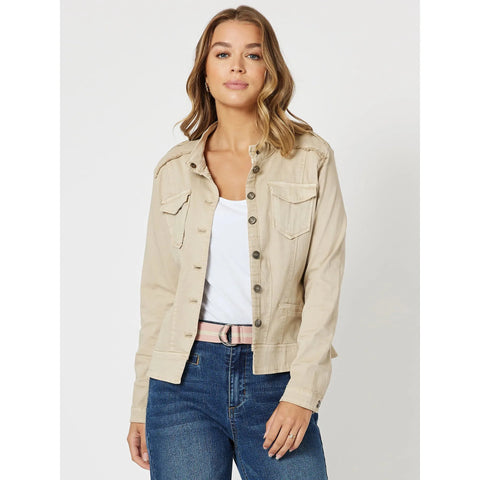 Threadz - Military Style Denim Jacket Natural