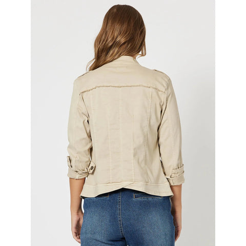 Threadz - Military Style Denim Jacket Natural