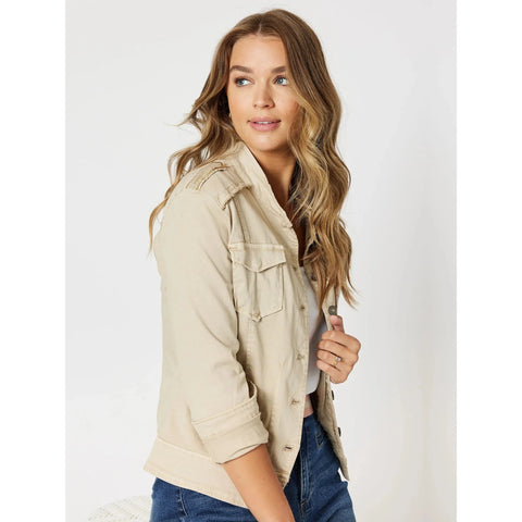 Threadz - Military Style Denim Jacket Natural