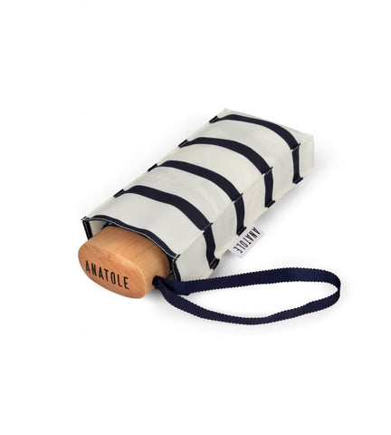 Anatole - Henri Micro-Umbrella - White/ Navy Stripe