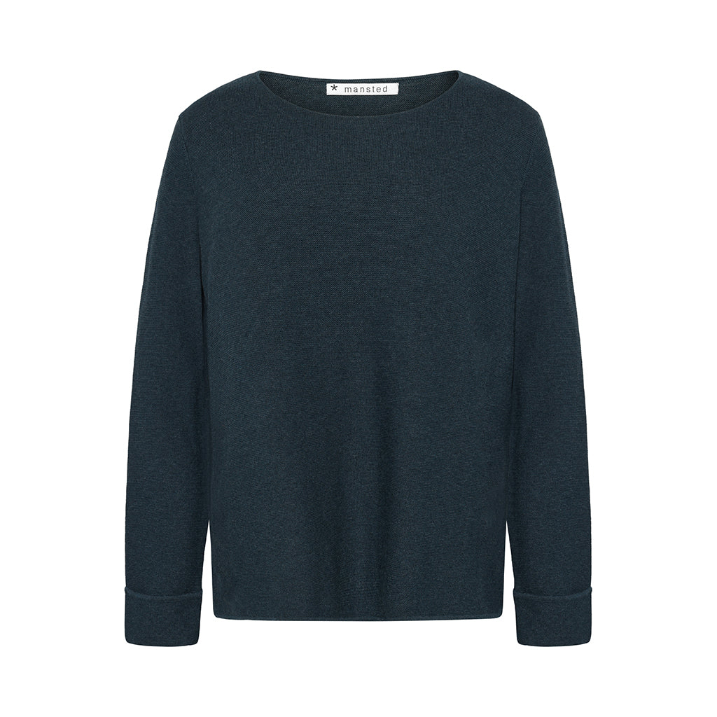 Mansted - Moriko Garter Crew Knit-Dark Aqua