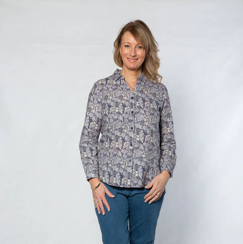 Equinox - Morris Print Long Sleeve Shirt - Blues